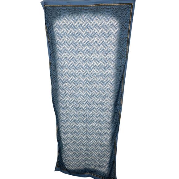 19v69 Italia XL chiffon scarf wrap pareo sarong snake print blue yellow 34 x 76" - Picture 2 of 9